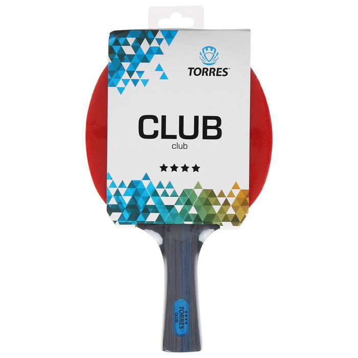Ракетка для настольного тенниса Torres Club 4, для тренировок, накладка 2,0 мм, коническая