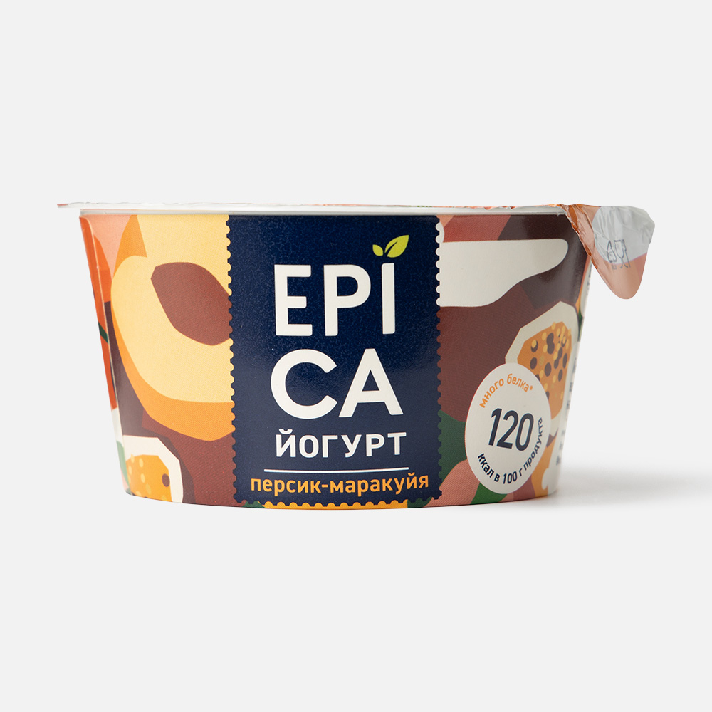 Йогурт Epica персик-маракуйя 4,8% БЗМЖ 130 г