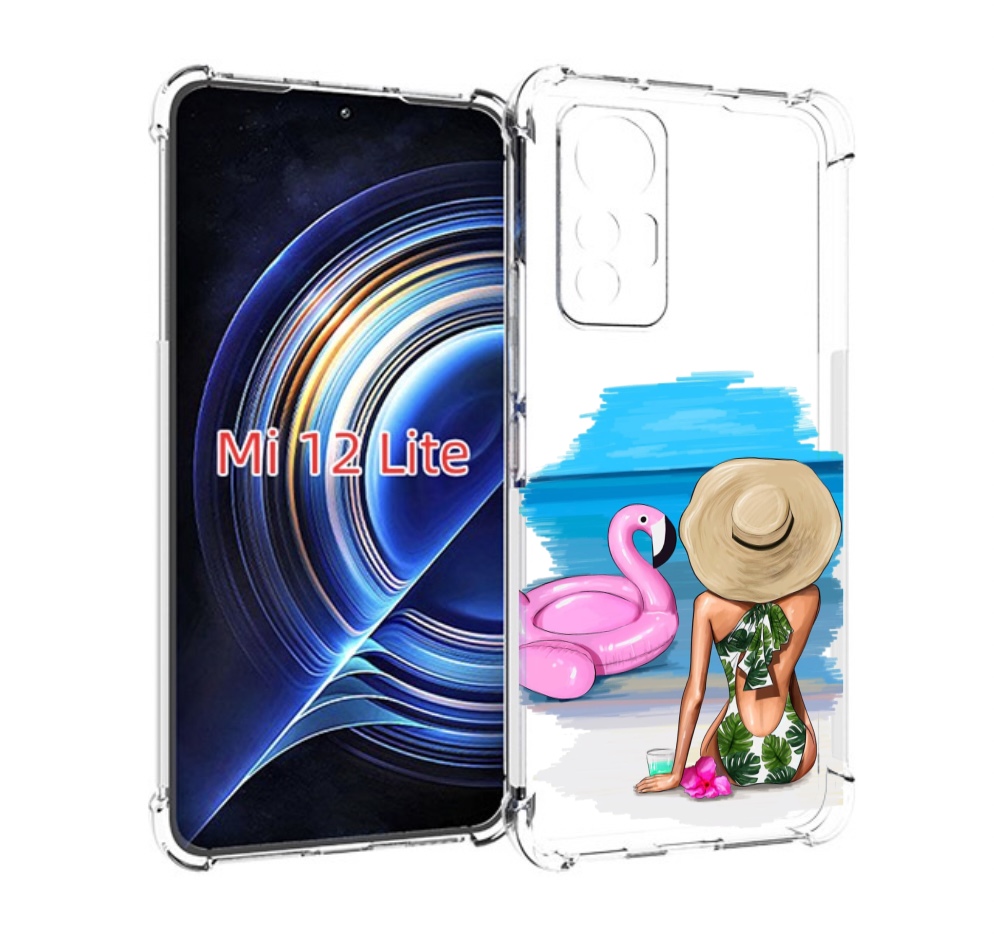 

Чехол MyPads Девушка-и-фламинго женский для Xiaomi 12 Lite, Прозрачный, Tocco