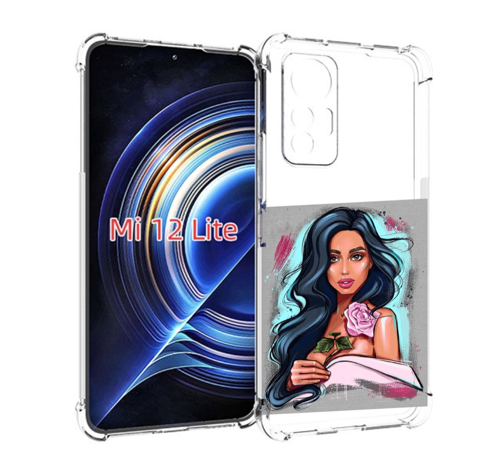 

Чехол MyPads Девушка-с-розовой-розочкой женский для Xiaomi 12 Lite, Прозрачный, Tocco