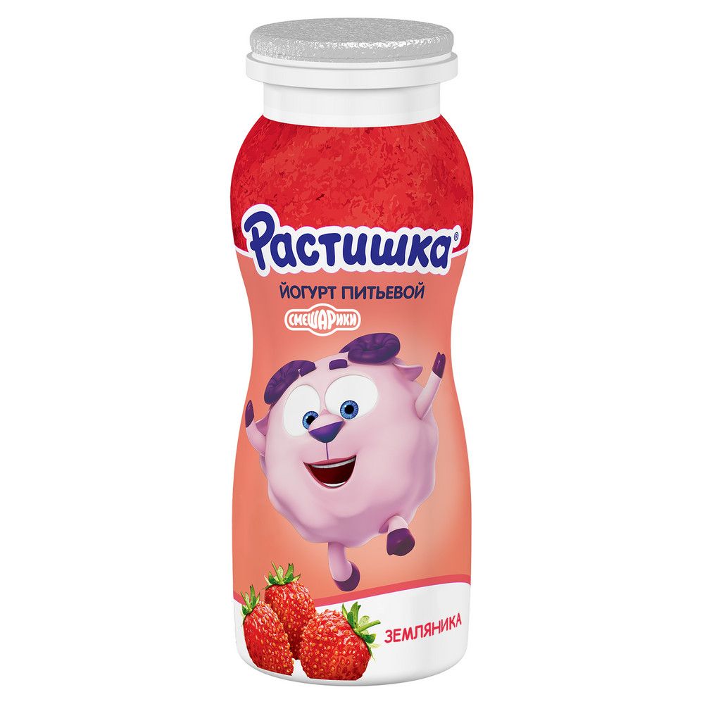 Йогурт растишка питьевой бзмж земляника жир. 1.6 % 90 г пл/б данон россия