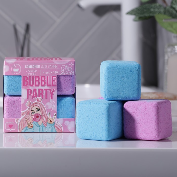 

Набор бурлящих кубиков Bubble party, 4 шт х 120 г, Бьюти
