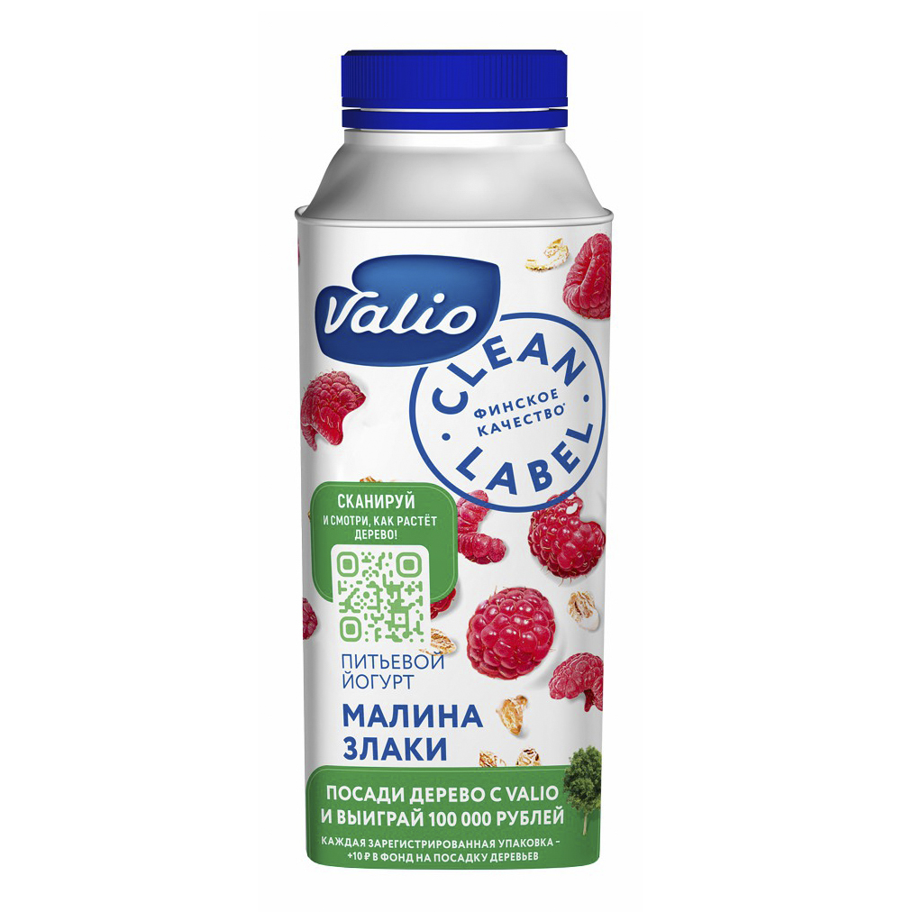 

Питьевой йогурт Valio Clean Label малина-злаки 0,4% 330 г