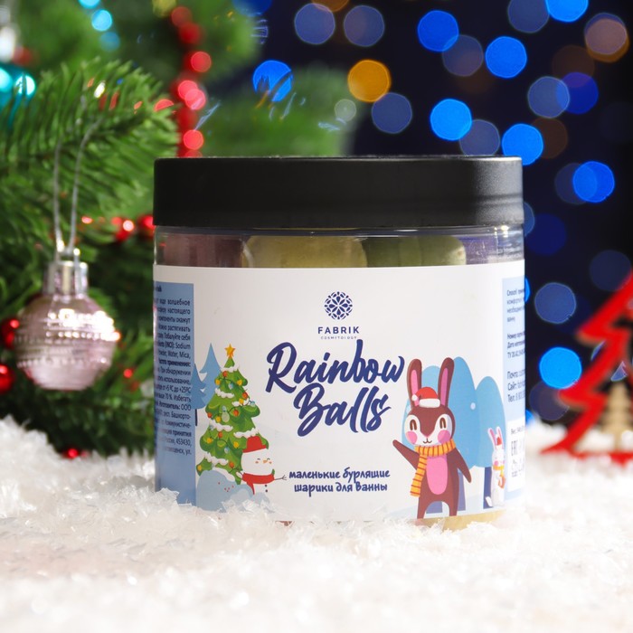 

Бомбочки для ванны Fabrik Cosmetology Rainbow balls новогодние 350 г, Разноцветный, Новый год