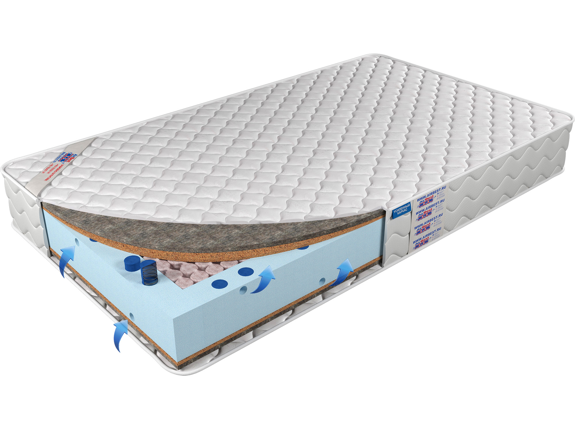 

Матрас Airbest Prime s1000 140x200x22, Белый, Матрас Airbest Prime s1000