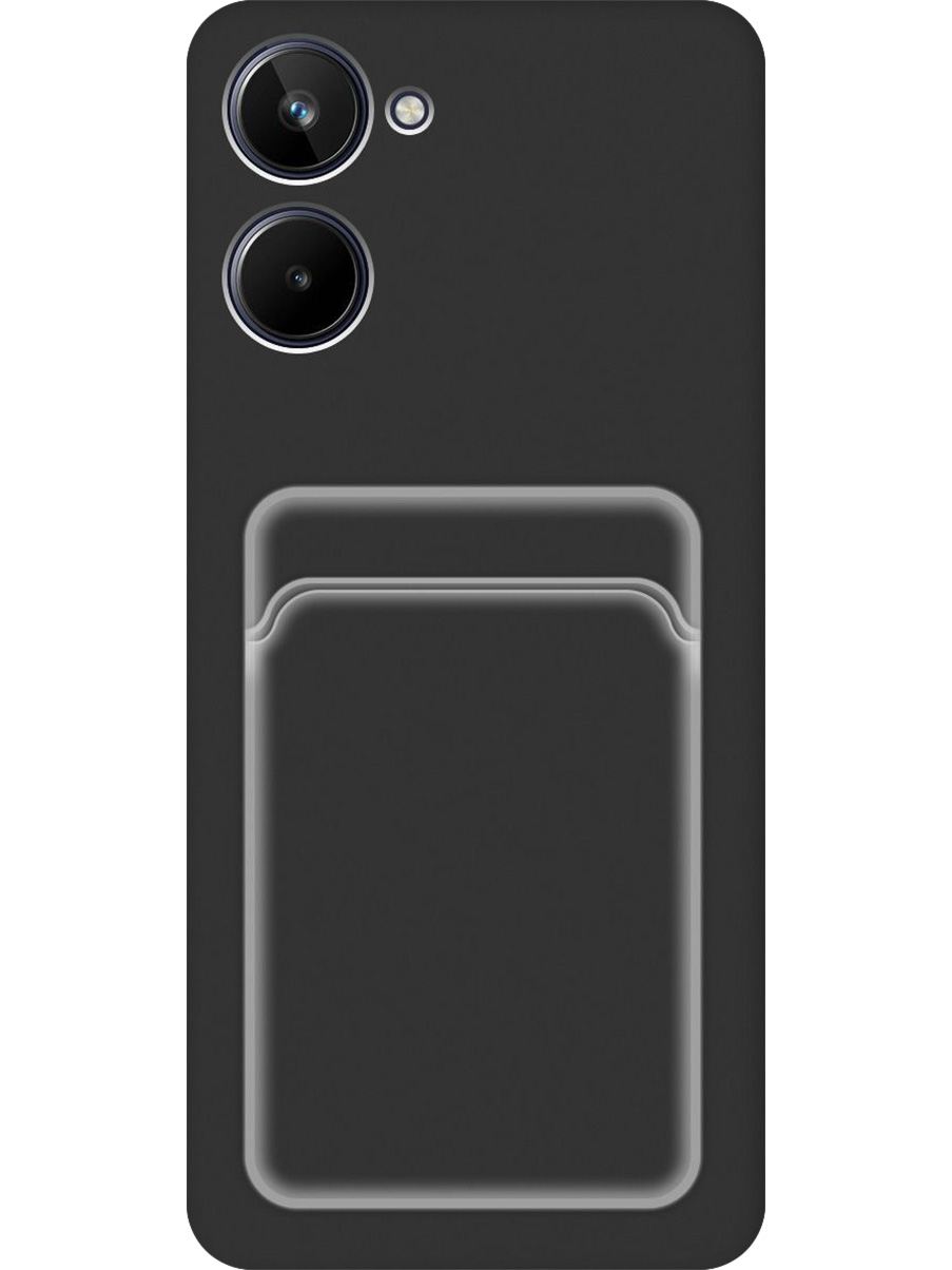 

Силиконовый чехол на Realme 10 4G матовый с карманом для карты черный, 762098231