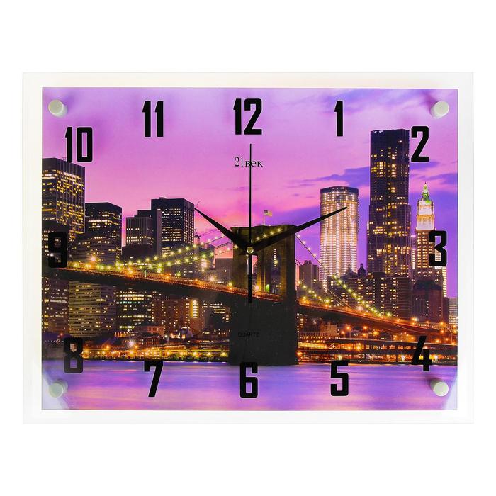 фото Часы настенные, серия: город, "ночной мост", 25х35 см, микс nobrand