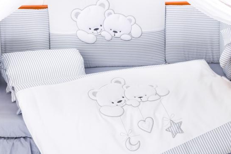 Комплект постельного белья Lepre Sweet Bears, 6 предметов, цвет: серый, полоска