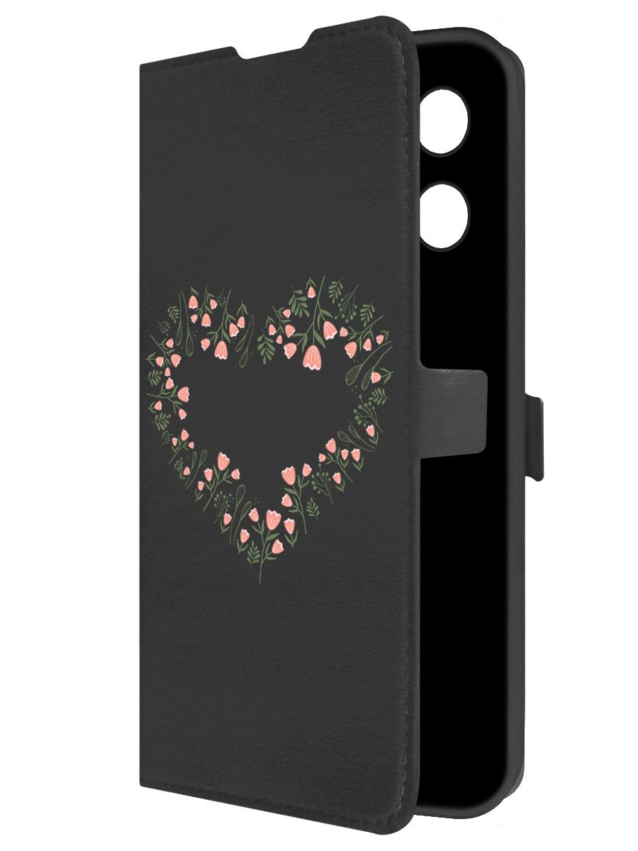 

Чехол-книжка Krutoff Eco Book для Tecno Camon 30S Pro Цветочное сердце (черный)