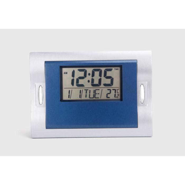 фото Часы настенные электронные, будильник, термометр, 15.5 х 23.5 см nobrand