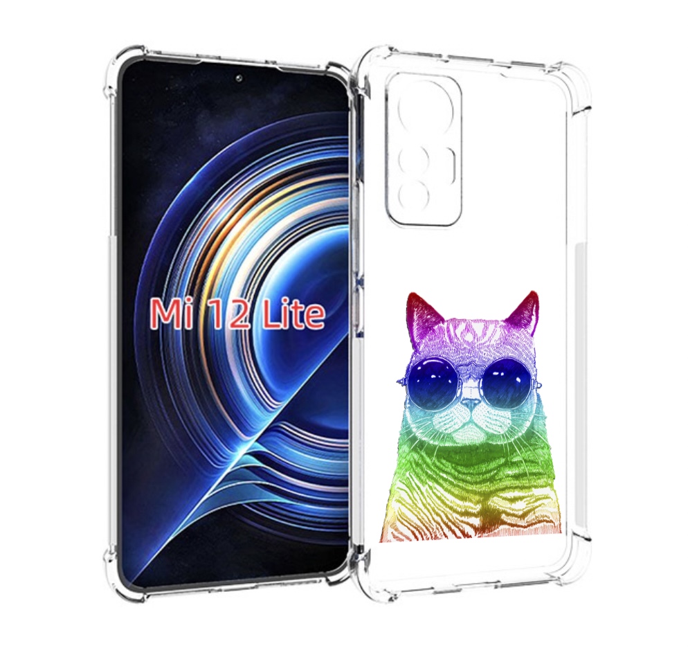 

Чехол MyPads Кот в очках для Xiaomi 12 Lite, Прозрачный, Tocco