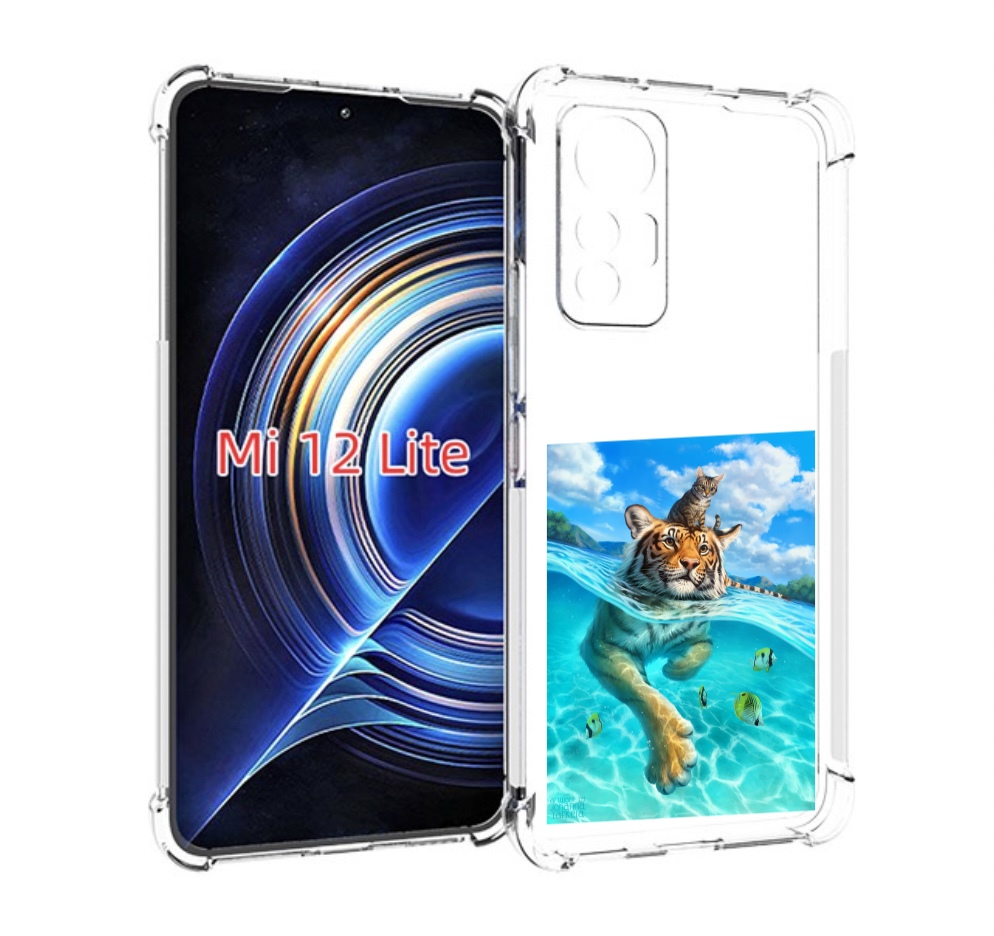

Чехол MyPads Кот-на-тигре для Xiaomi 12 Lite, Прозрачный, Tocco