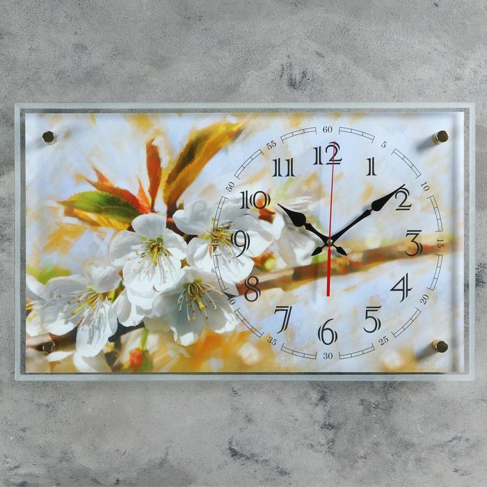 фото Часы настенные, серия: цветы, "цветки на камнях", 20х26 см микс nobrand