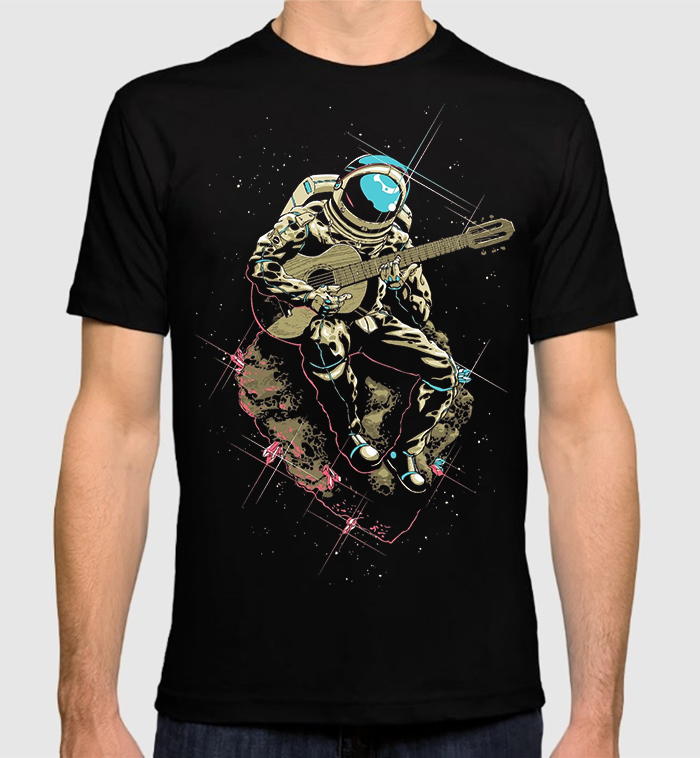 

Футболка мужская Dream Shirts Космонавт с Гитарой черная L, Черный, Космонавт с Гитарой