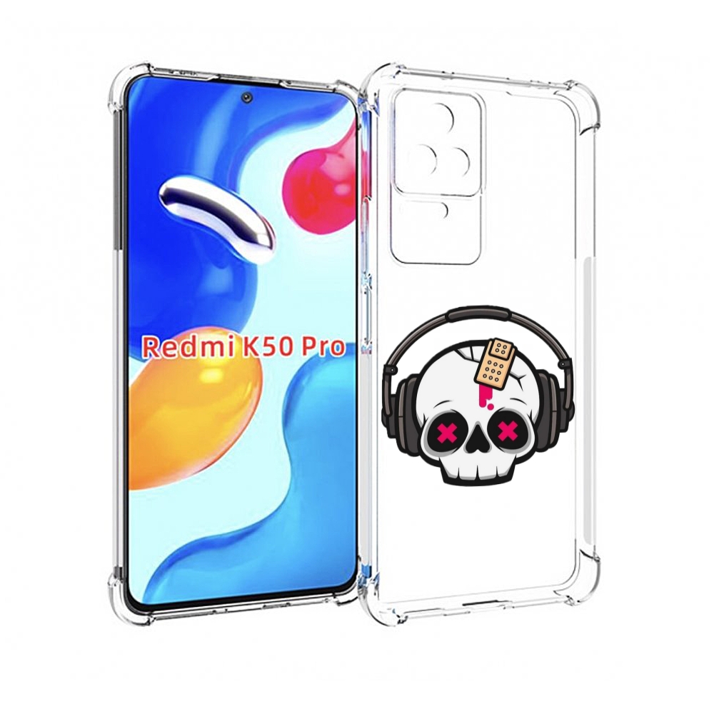 

Чехол MyPads черепок в наушниках для Xiaomi Redmi K50 / K50 Pro, Прозрачный, Tocco