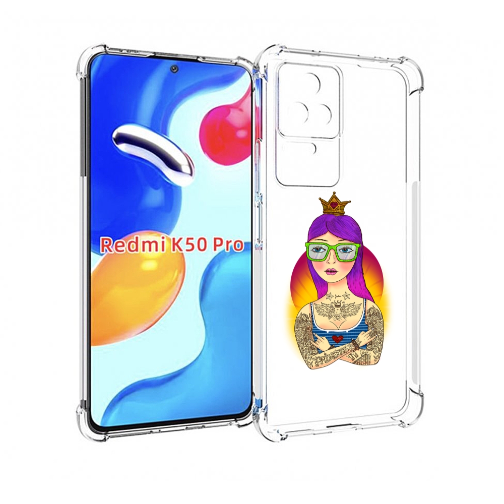 

Чехол MyPads девушка в татуировках с короной для Xiaomi Redmi K50 / K50 Pro, Прозрачный, Tocco