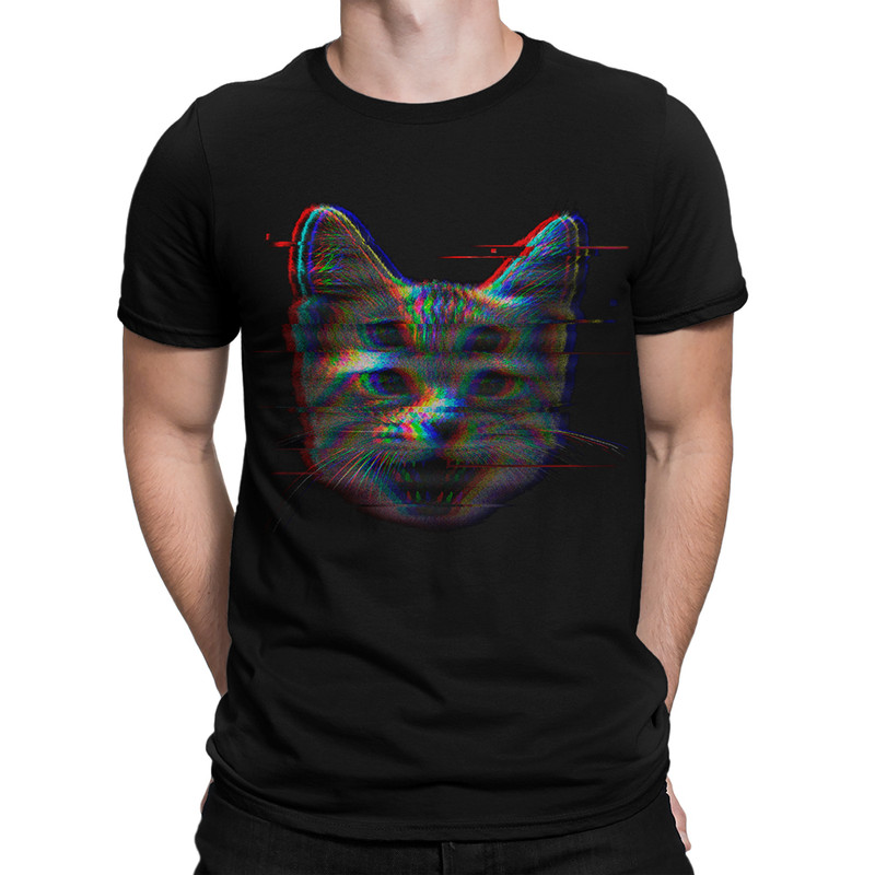 

Футболка мужская Dream Shirts Глитч Кот черная XS, Черный, Глитч Кот