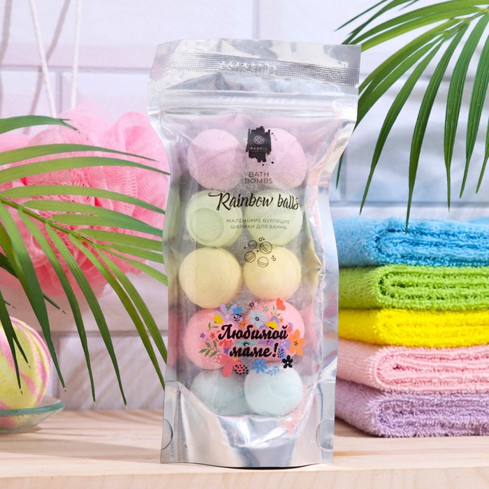 

Бомбочки для ванны Fabrik Cosmetology Rainbow balls Любимой маме 150 г, Разноцветный