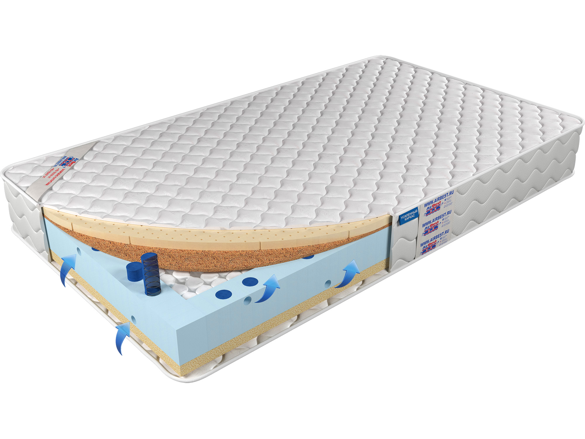 

Матрас Airbest Fine s1000 90x200x21, Белый, Матрас Airbest Fine s1000