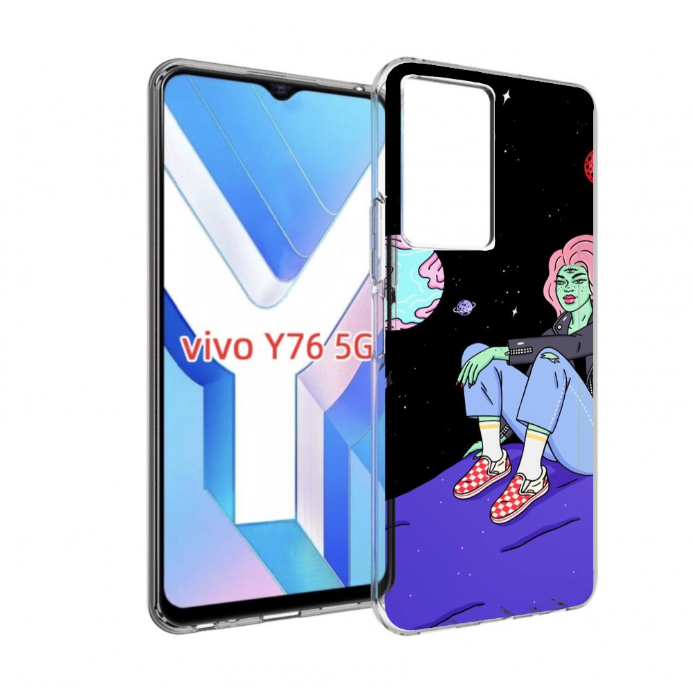 

Чехол MyPads девушка-на-луне-мультик для Vivo Y76 5G, Прозрачный, Tocco