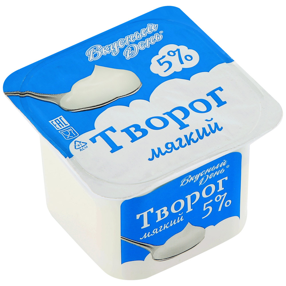 Творог вкусный день бзмж жир. 5 % 100 г пл/ст комбинат детского питания россия