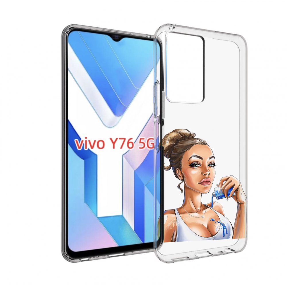 

Чехол MyPads девушка-пролила-краску женский для Vivo Y76 5G, Прозрачный, Tocco
