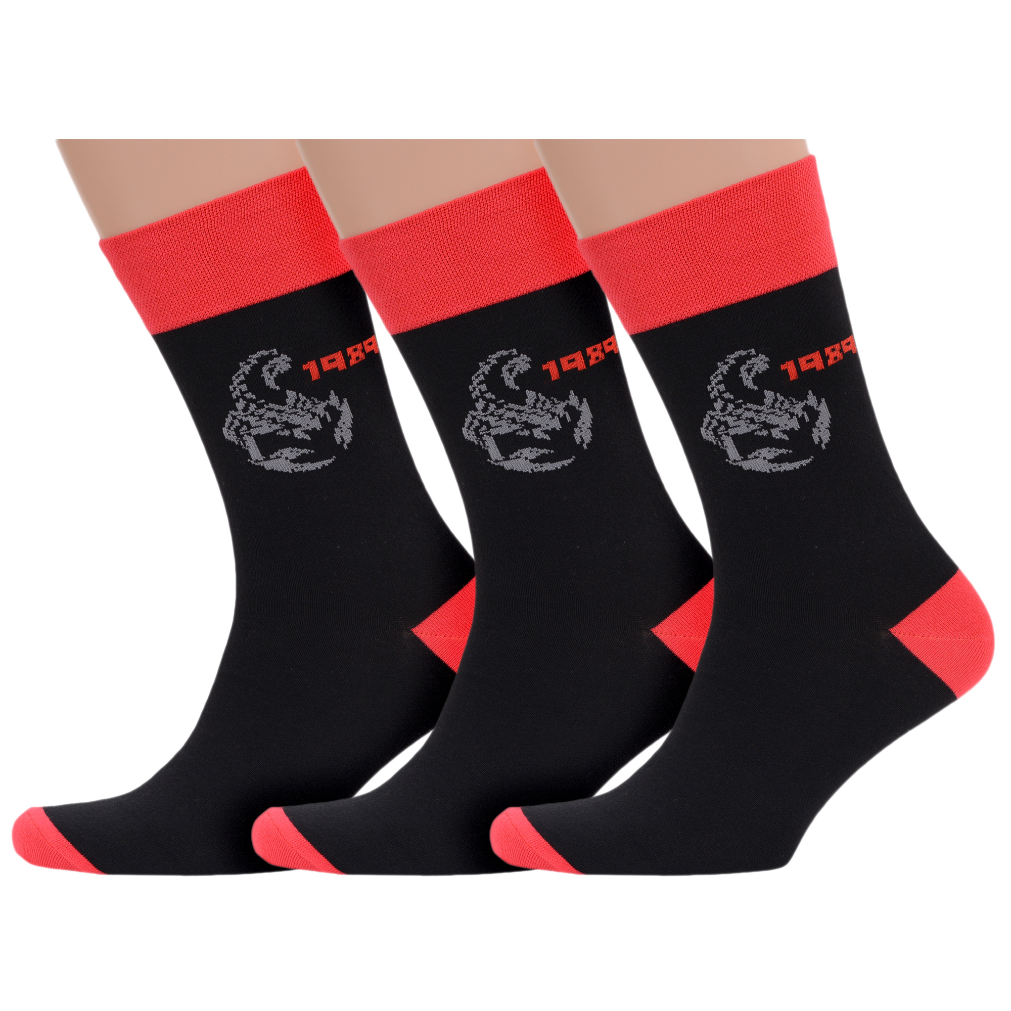 

Комплект носков мужских MoscowSocksClub msk3-М44 разноцветных 27, Черный;красный, msk3-М44