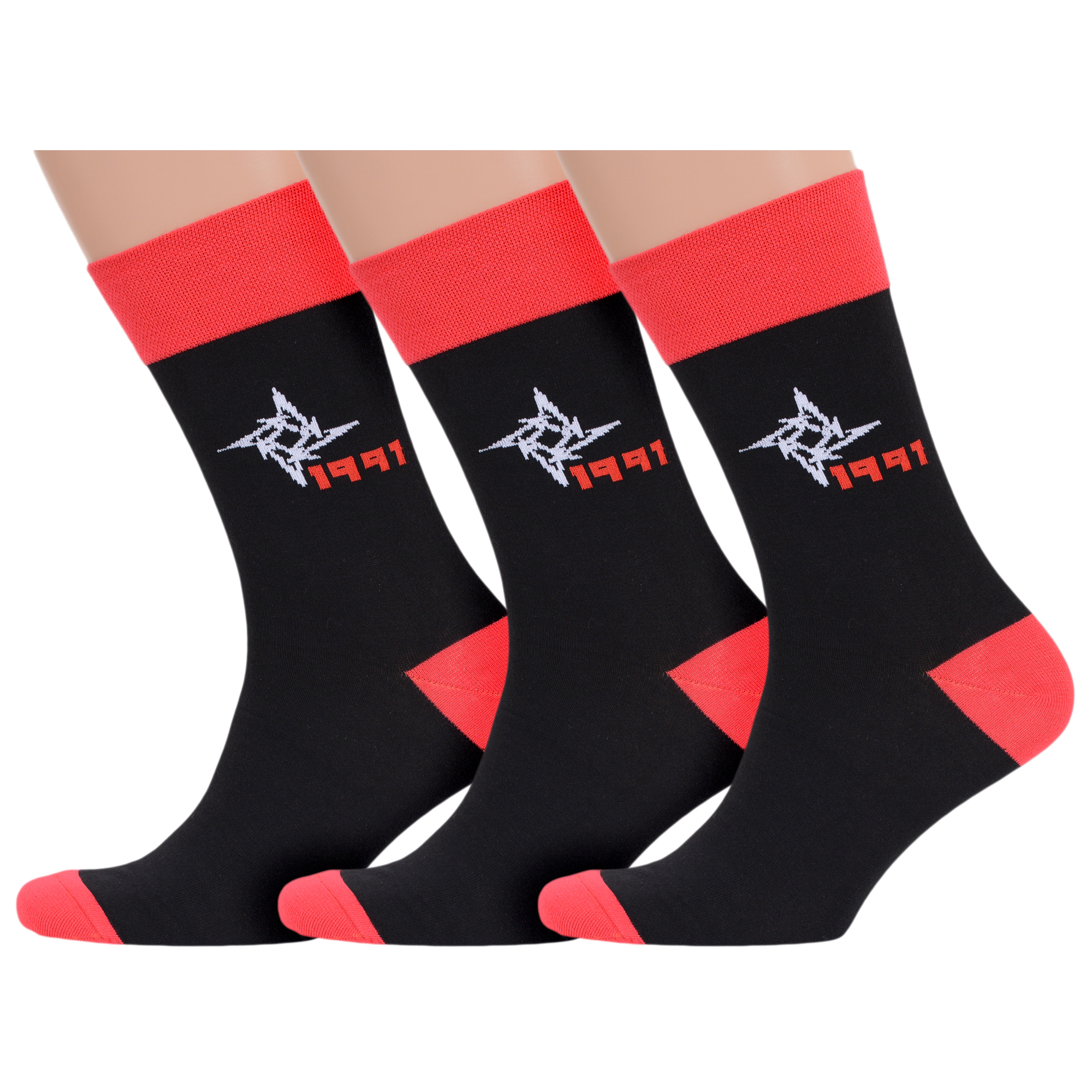 

Комплект носков мужских MoscowSocksClub msk3-М44 разноцветных 29, Черный;красный, msk3-М44