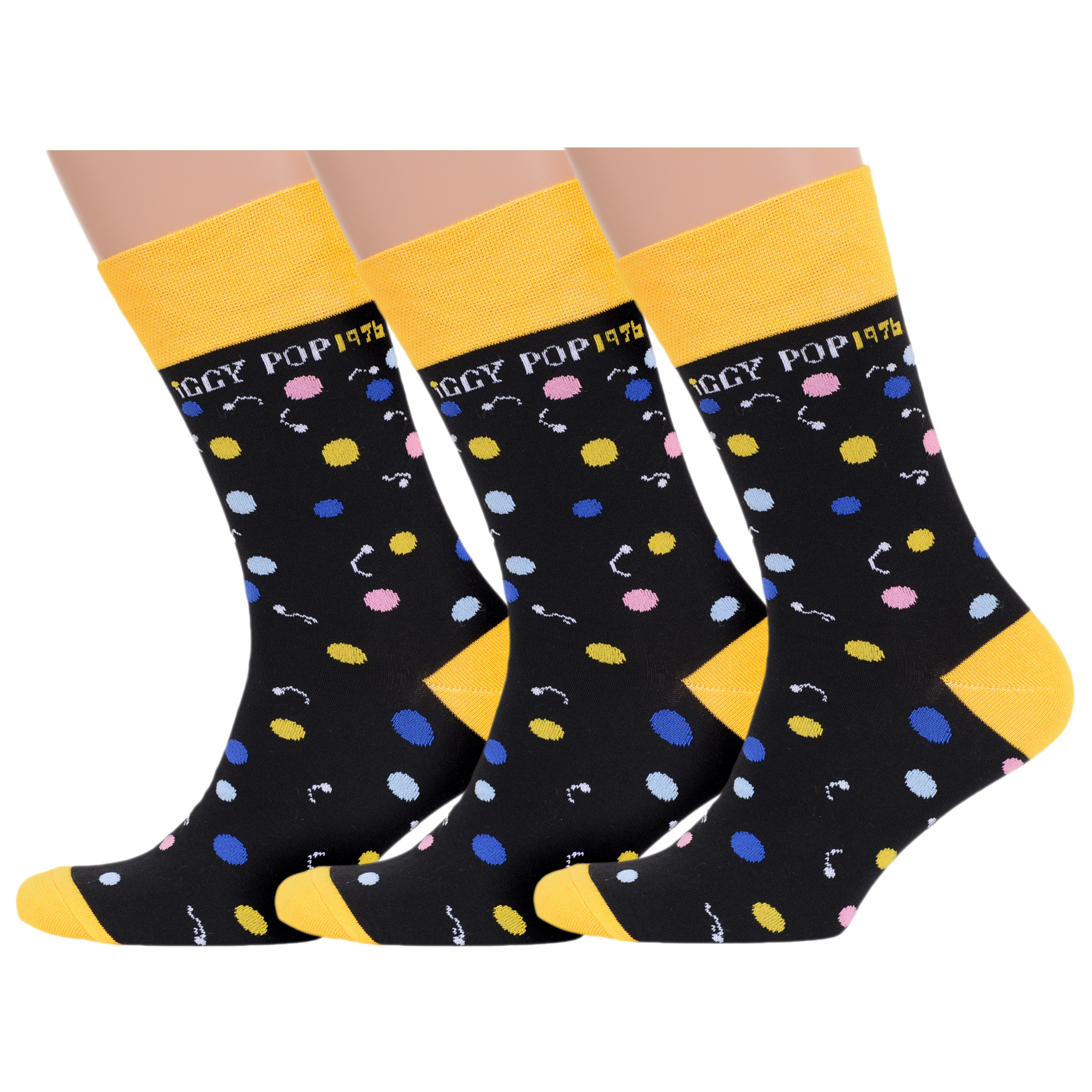 

Комплект носков мужских MoscowSocksClub msk3-М44 разноцветных 25, Черный;желтый, msk3-М44