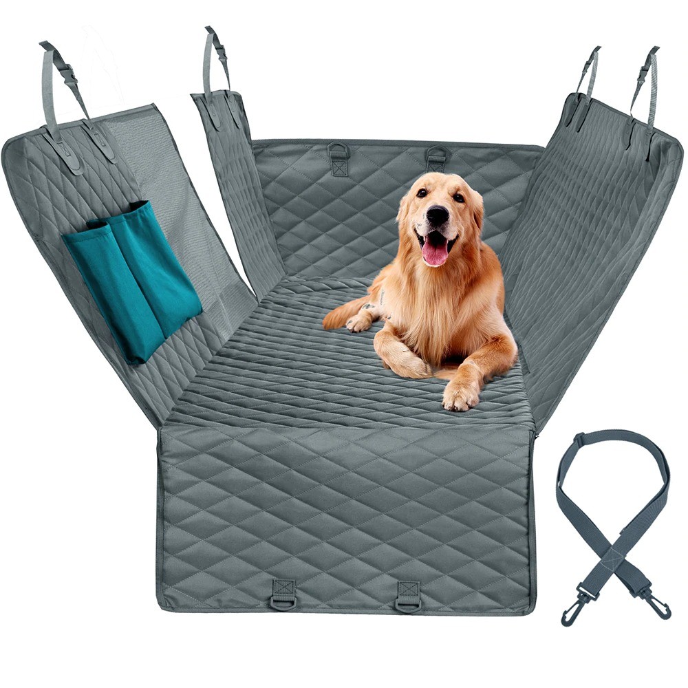 Автогамак для перевозки собак с карманами и боковой защитой, чёрный, 153x143 см
