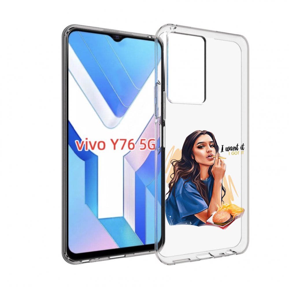 

Чехол MyPads девушка-с-едой-и-сигаретой женский для Vivo Y76 5G, Прозрачный, Tocco