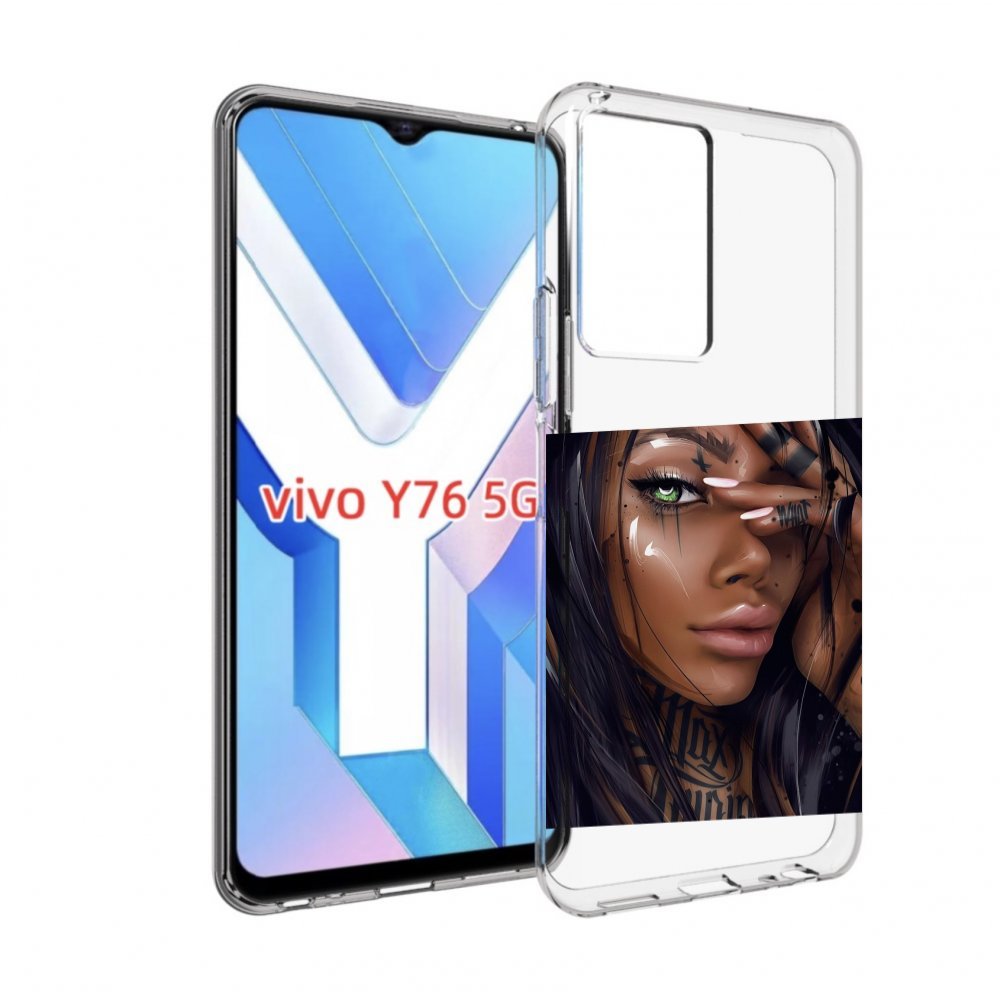 

Чехол MyPads девушка-с-зелеными-глазами-яркими для Vivo Y76 5G, Прозрачный, Tocco