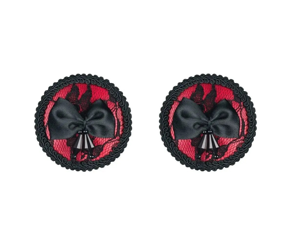 

Пэстисы Obsessive с бантами и подвесками Megies 2 шт., черно-красные, Черный;красный, Megies nipple covers