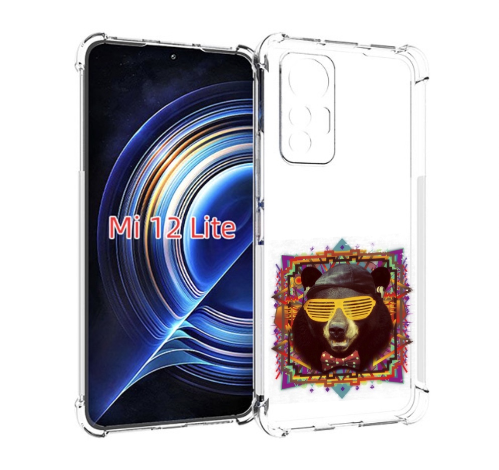 

Чехол MyPads Медведь в очках для Xiaomi 12 Lite, Прозрачный, Tocco