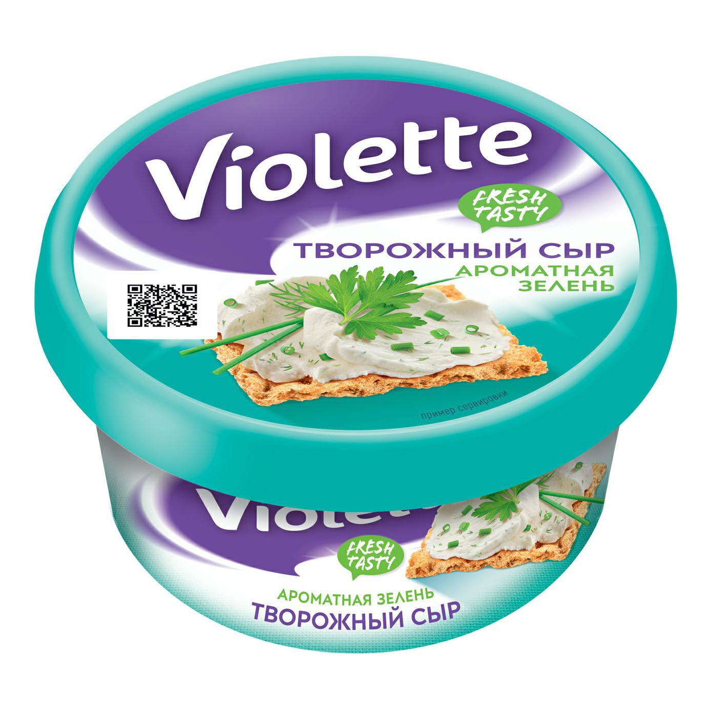 фото Творожный сыр violette с ароматной зеленью 70% 140 г violeta
