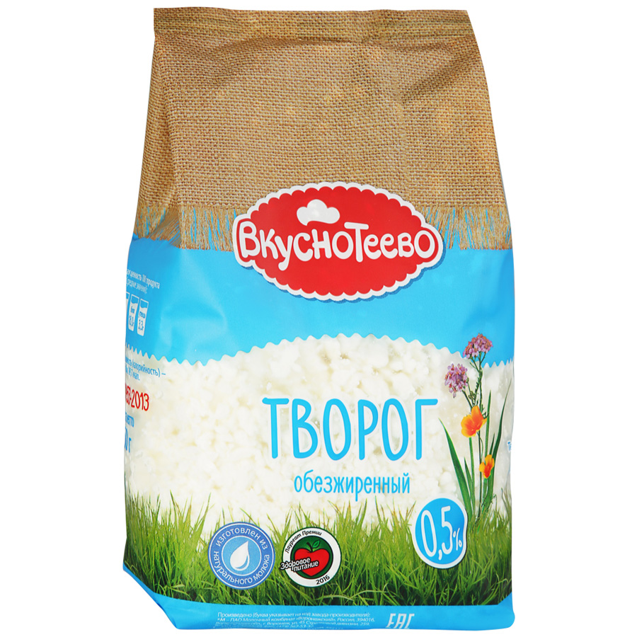 Творог Вкуснотеево обезжиренный 0.5% 750 г Россия