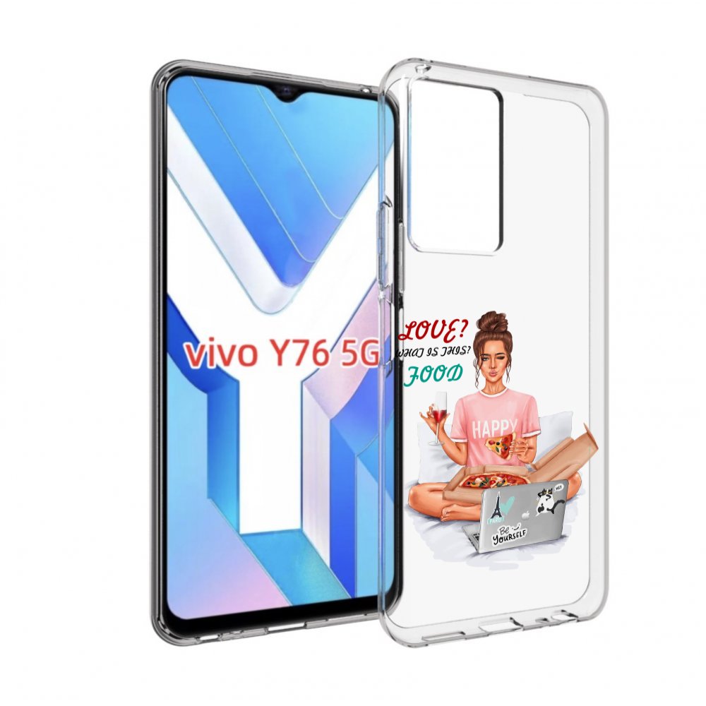 Чехол MyPads девушка-с-ноутбуком женский для Vivo Y76 5G