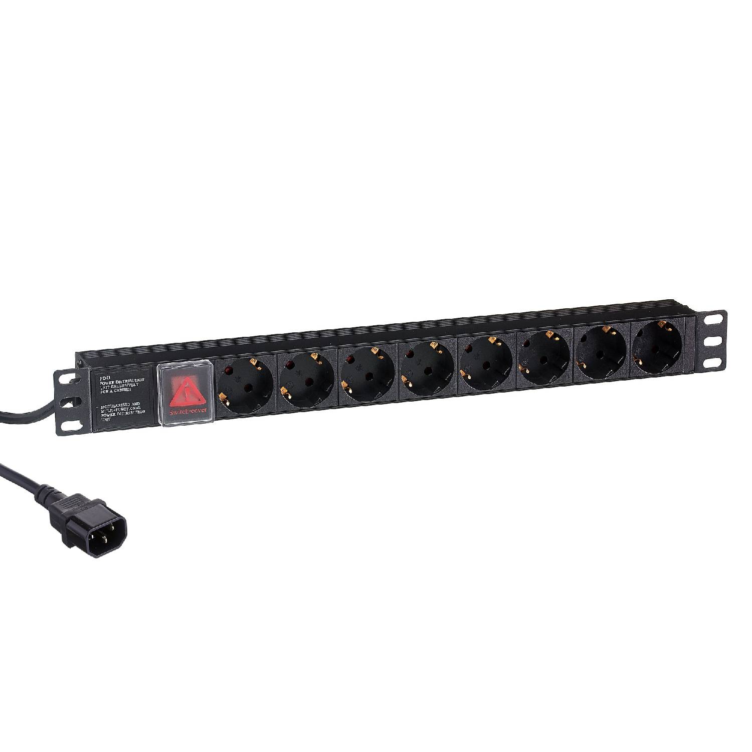 фото Блок розеток exegate serverpro pdu-19h806 al-8s-c14-3cu-sw, 19", 1u, алюминий, 8 schuko, к