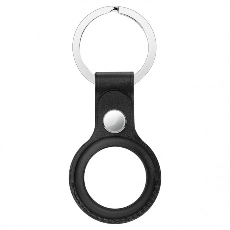 фото Чехол airtag кожаный с держателем кольцо черный nobrand