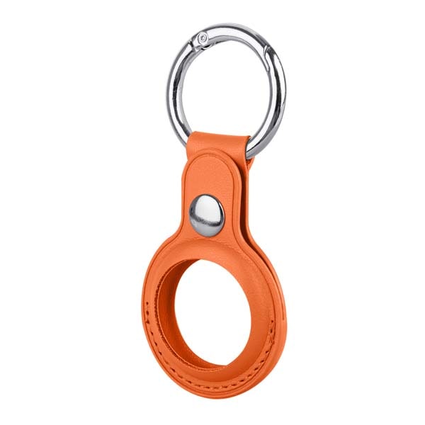 фото Чехол airtag кожаный с держателем кольцо оранжевый nobrand
