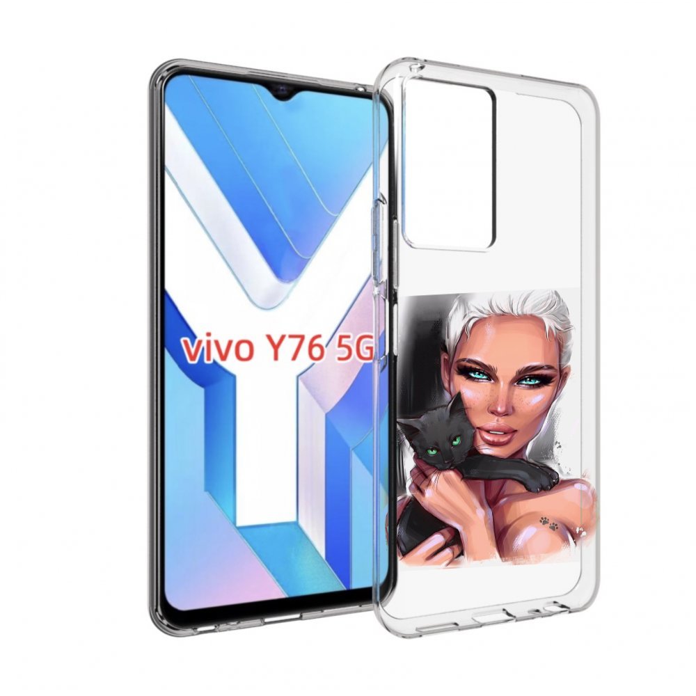 

Чехол MyPads девушка-с-черным-котиком женский для Vivo Y76 5G, Прозрачный, Tocco
