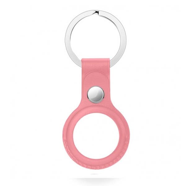 фото Чехол airtag кожаный с держателем кольцо розовый nobrand
