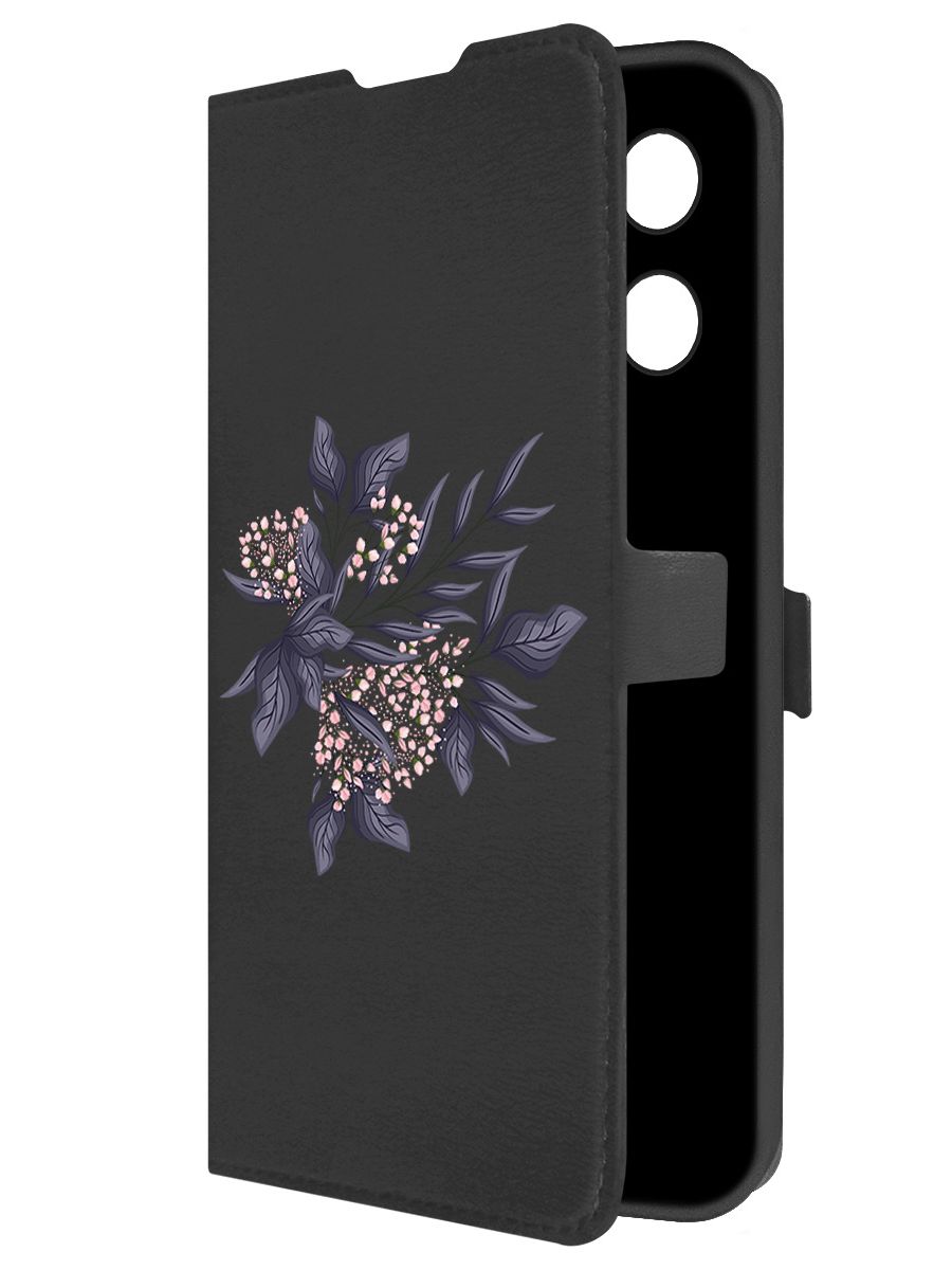 

Чехол-книжка Krutoff Eco Book для Tecno Camon 30S Розовые бутоны (черный)