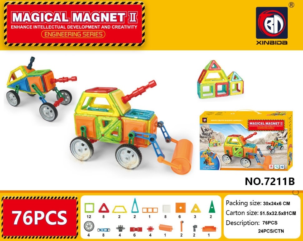 

Магнитный конструктор Xinbida Magical Magnet Каток, 76 деталей 7211B