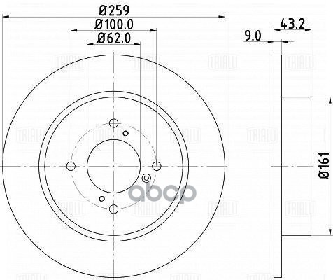 фото Диск торм. для а/м suzuki swift (11-) зад. d=259 (df 240109) trialli арт. df240109