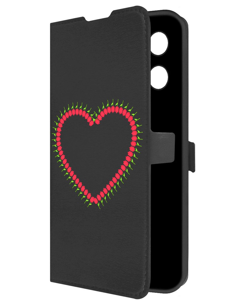 

Чехол-книжка Krutoff Eco Book для Tecno Camon 30S Сердце из тюльпанов (черный)