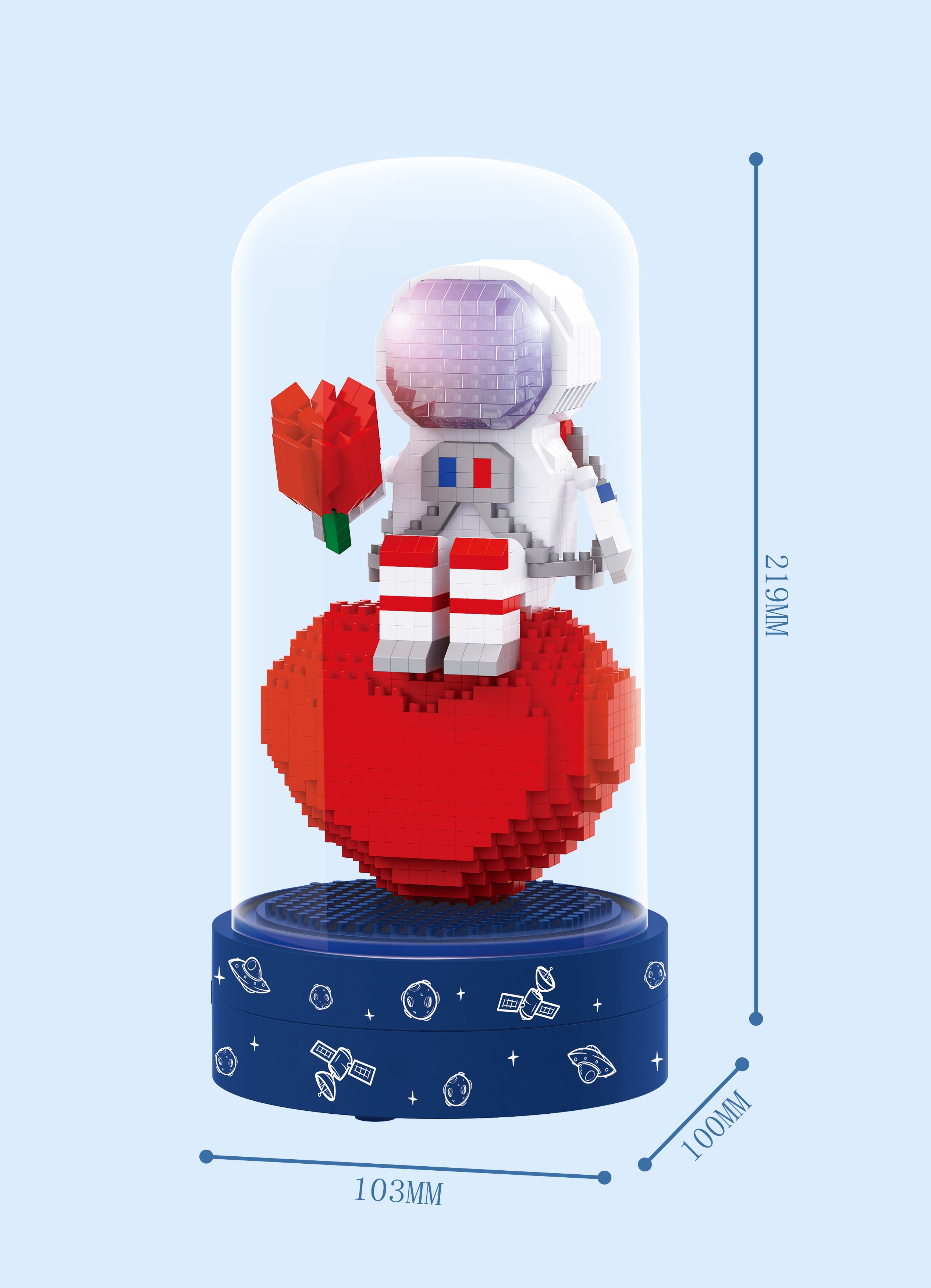 

Конструктор 3D из миниблоков Balody LP Влюбленный космонавт в колбе 705 эл BA210580, BA210580