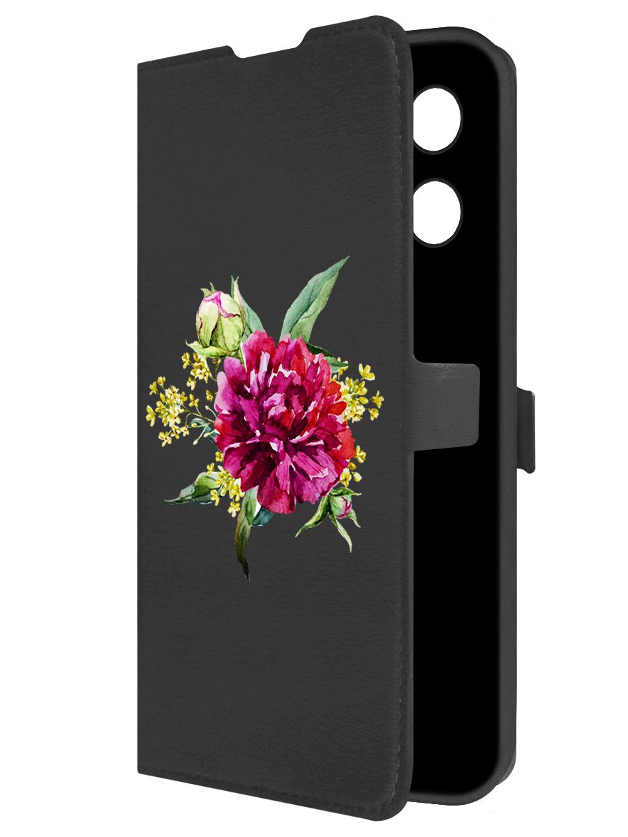 

Чехол-книжка Krutoff Eco Book для Tecno Camon 30S Цветочная акварель (черный)