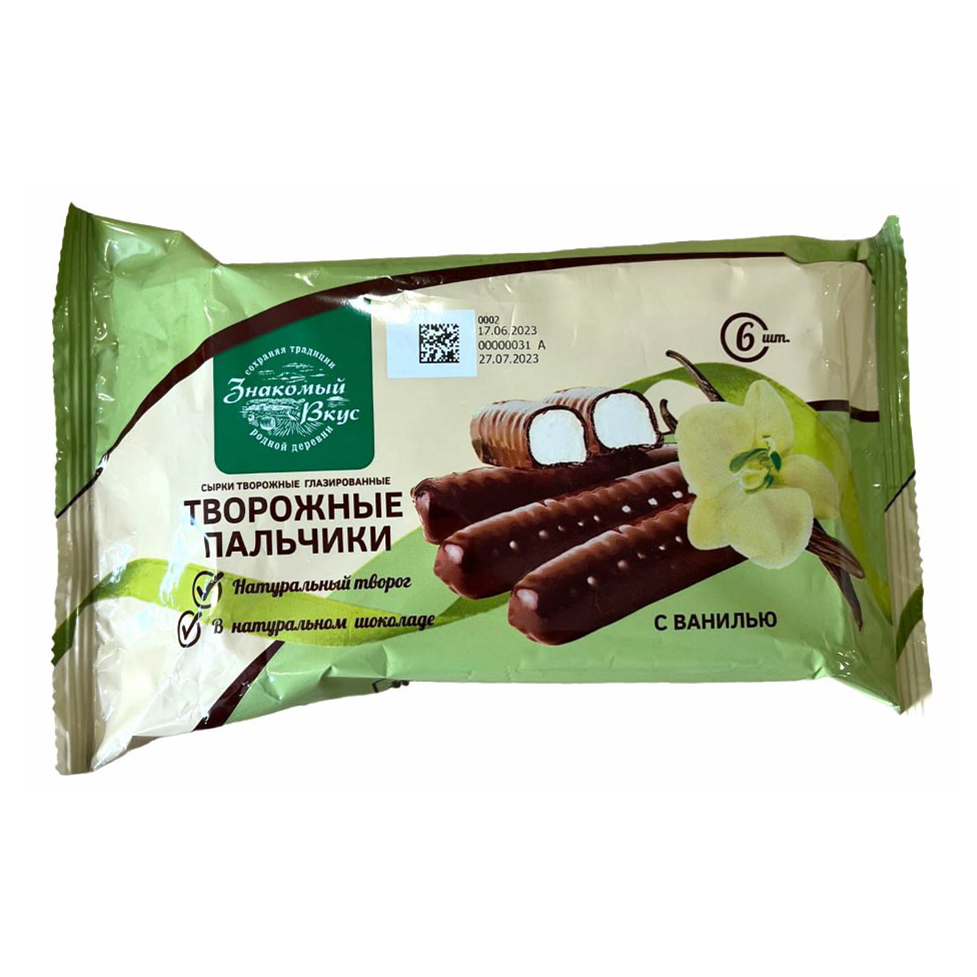 Палочки творожные Знакомый вкус с ванилью глазированные 15% БЗМЖ 150 г