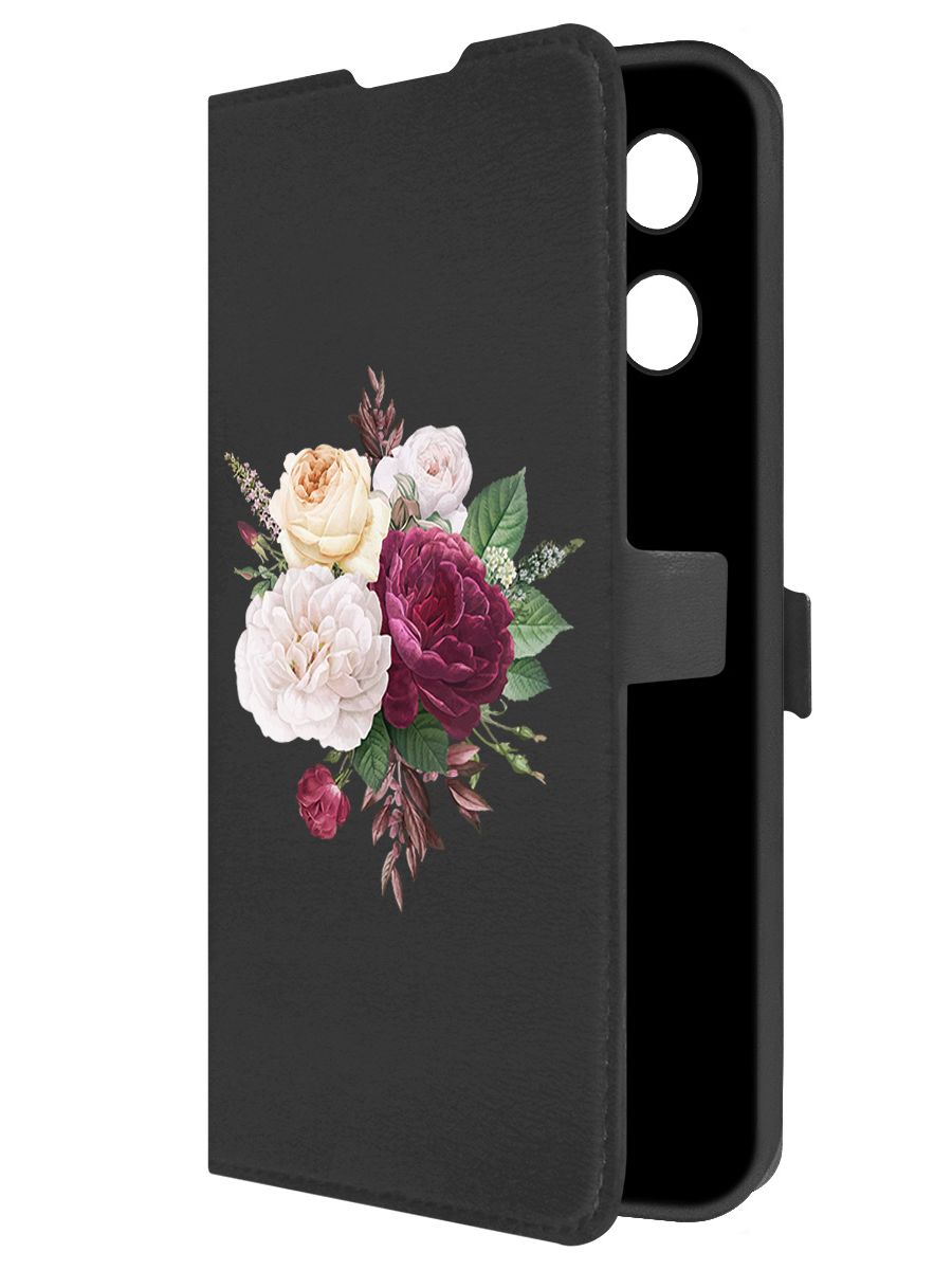 

Чехол-книжка Krutoff Eco Book для Tecno Camon 30S Цветочная композиция (черный)